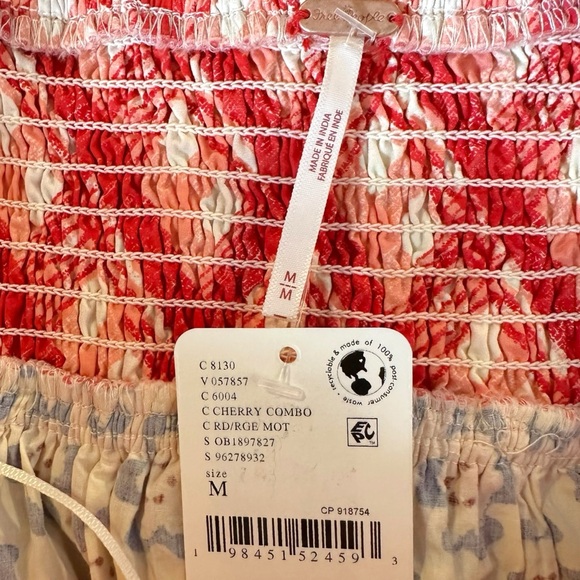 Free People Bluebell Maxi Dress Cherry Combo Medium NWT Picnic Prairie Bohemian - Picture 13 of 17